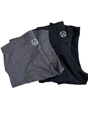 High-Waisted Sports Leggings With Side Pocket - Black & Gray - Womens Activewear